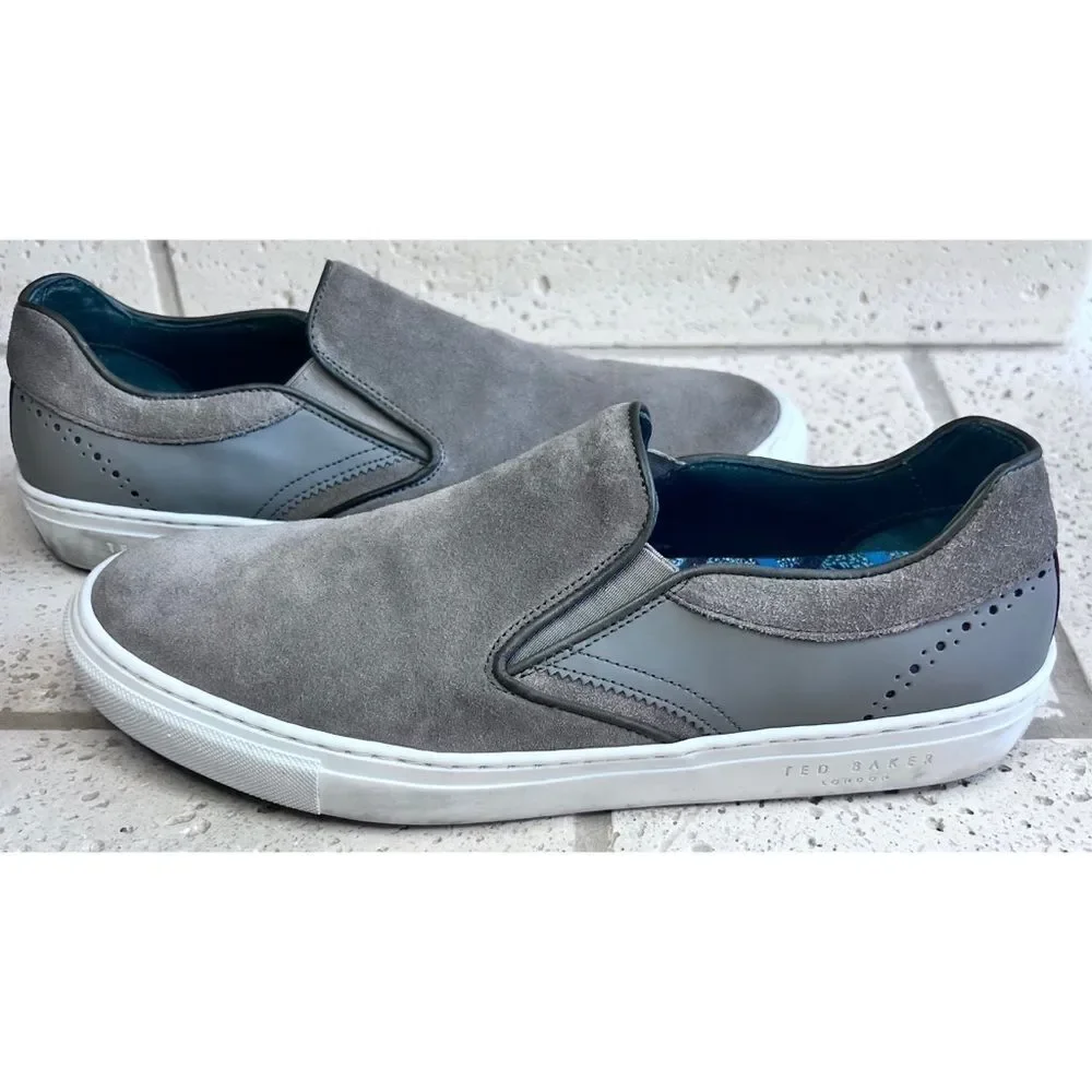 Ted Baker Men’s Bitula Sneaker Grey Suede Slip On Shoe Size EU 41 1/2 US 8.5